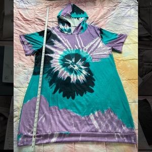 Plus Size Tie Dye Hooded Dress